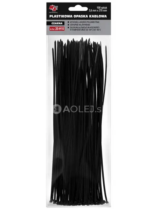 MA Professional Sťahovacie p&aacute;sky plastov&eacute; čierne 3,6x370mm 100ks