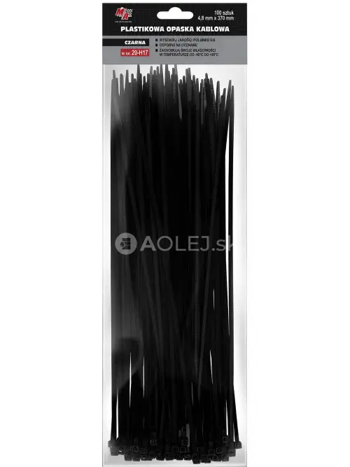MA Professional Sťahovacie p&aacute;sky plastov&eacute; čierne 4,8x370mm 100ks