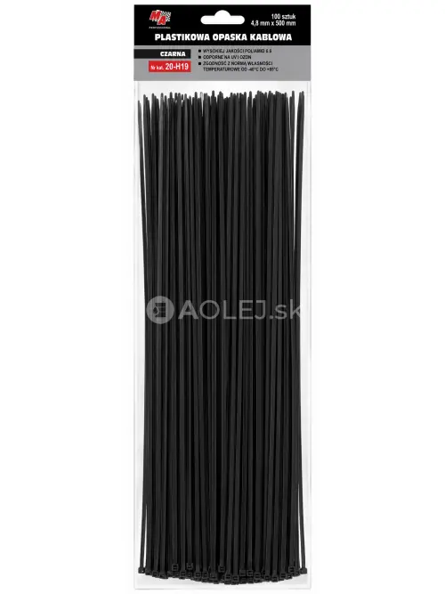 MA Professional Sťahovacie p&aacute;sky plastov&eacute; čierne 4,8x500mm 100ks