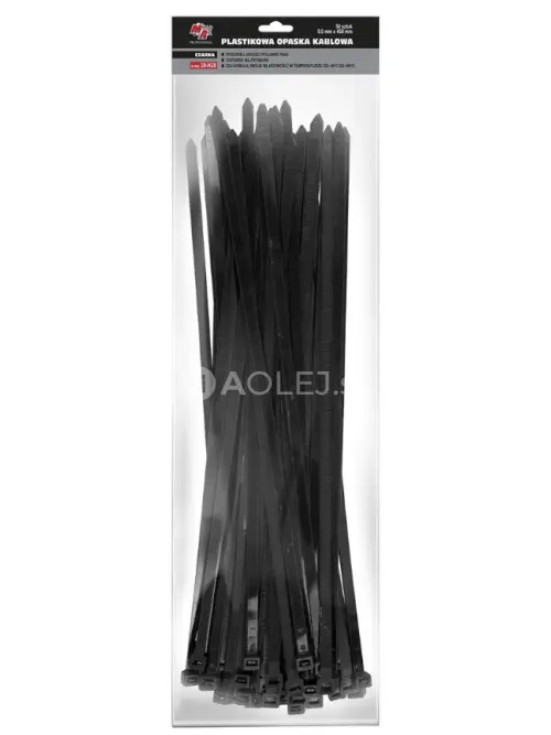 MA Professional Sťahovacie p&aacute;sky plastov&eacute; čierne 9,0x450mm 50ks