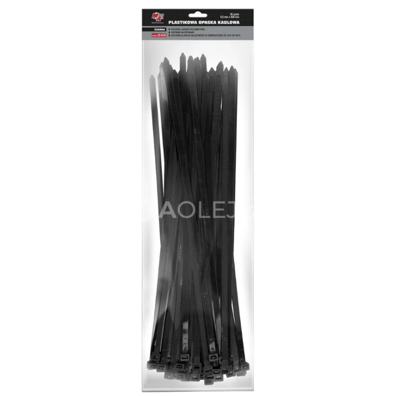 MA Professional Sťahovacie p&aacute;sky plastov&eacute; čierne 9,0x450mm 50ks