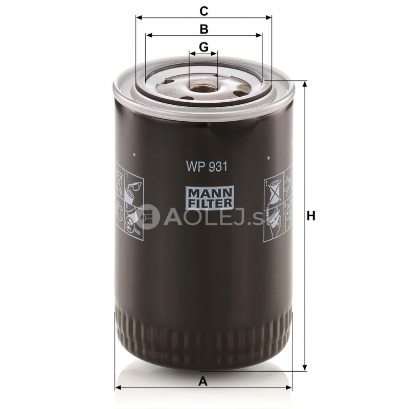 Olejov&yacute; filter MANN FILTER WP 931