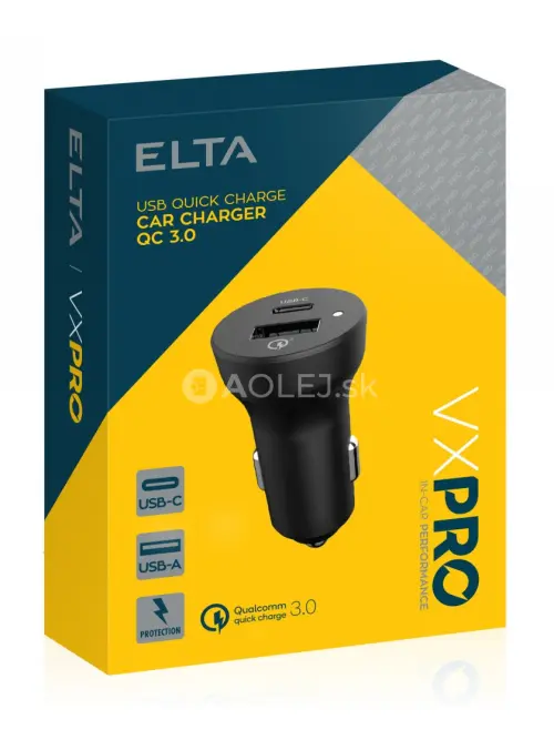 Elta VX Pro Nab&iacute;jačka mobiln&eacute;ho telef&oacute;nu USB a USB-C s r&yacute;chlonab&iacute;jan&iacute;m QC3.0
