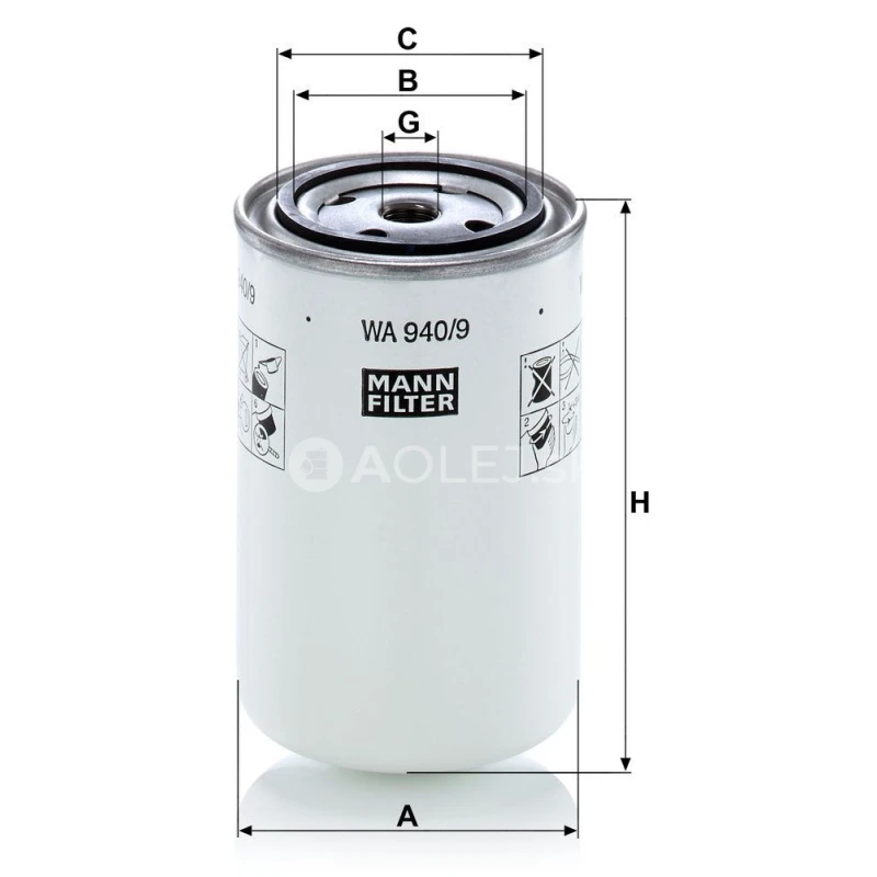 Filter chladiacej kvapaliny MANN FILTER WA 940/9