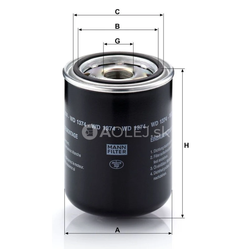 Olejov&yacute; filter MANN FILTER WD 1374