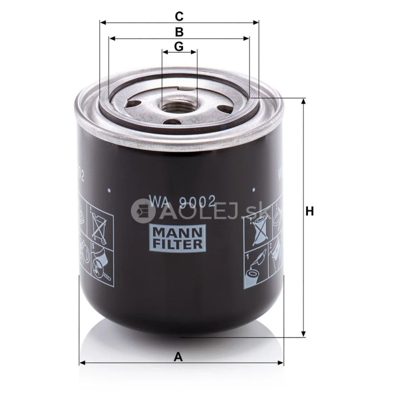 Filter chladiacej kvapaliny MANN FILTER WA 9002