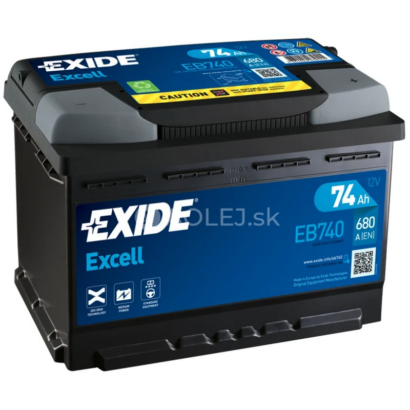 Exide Excell 12V 74Ah 680A EB740