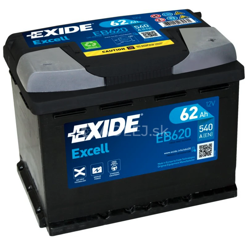 Exide Excell 12V 62Ah 540A EB620
