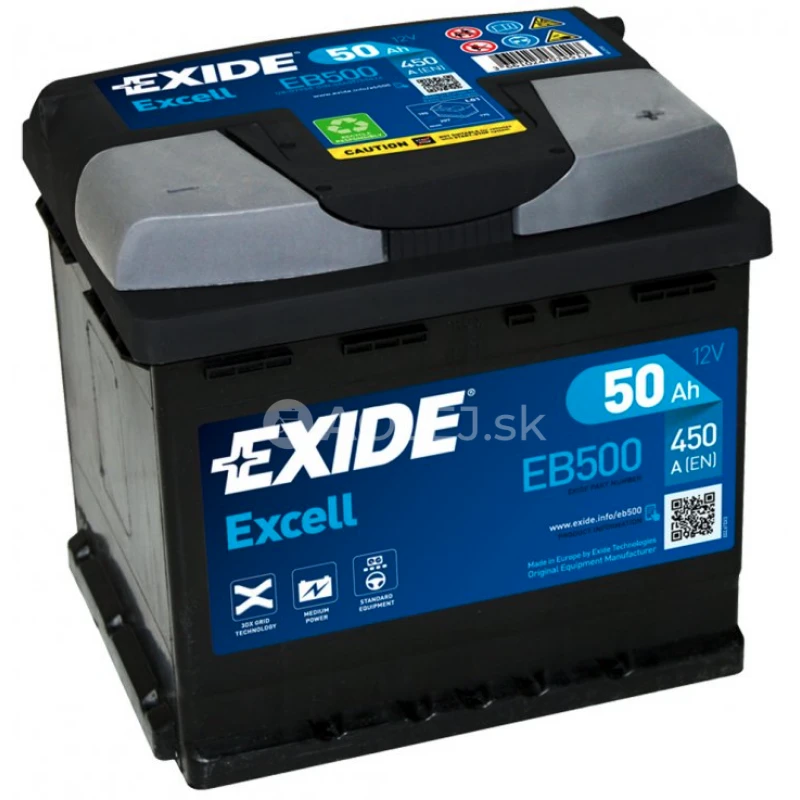 Exide Excell 12V 50Ah 450A EB500