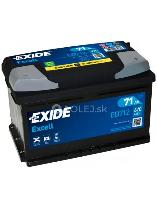Exide Excell 12V 71Ah 670A EB712