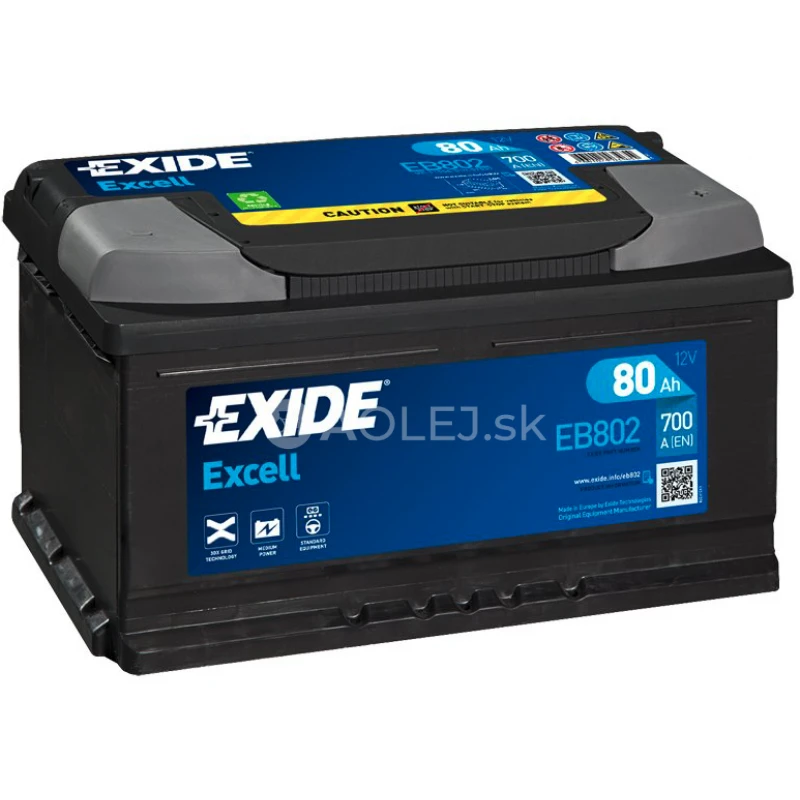Exide Excell 12V 80Ah 700A EB802