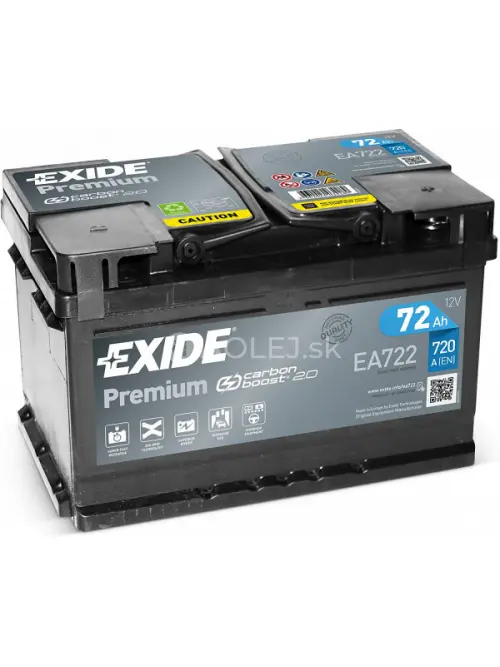 Exide Premium 12V 72Ah 720A EA722