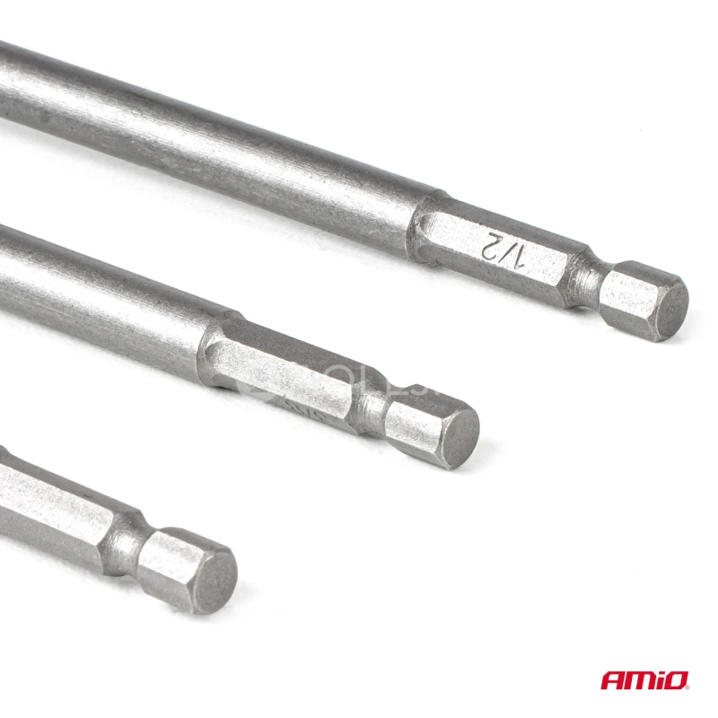 Redukcia na n&aacute;strčn&eacute; kľ&uacute;če HEX 1/4" 3/8" 1/2" AMiO-04781