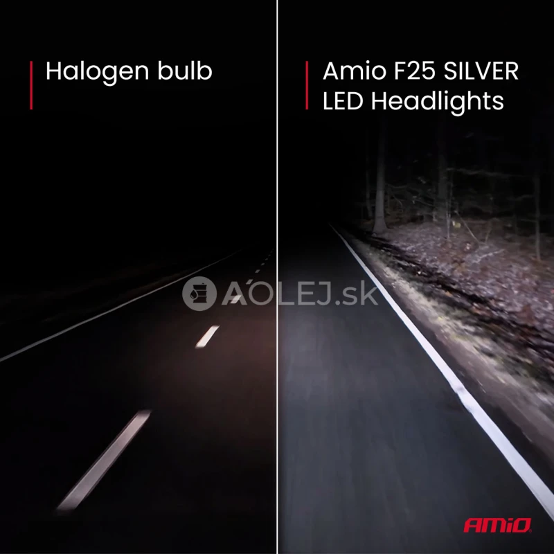 LED žiarovky hlavného svietenia Séria F25 SILVER FULL CANBUS H8/H9/H11/H16 62W 12/24V AMiO-04705