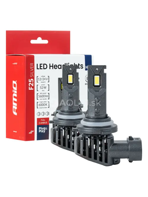 LED žiarovky hlavn&eacute;ho svietenia S&eacute;ria F25 SILVER FULL CANBUS HB4 9006 52W 12V 24V AMiO-04707