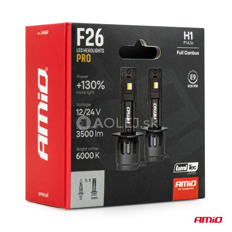 LED žiarovky hlavn&eacute;ho svietenia S&eacute;ria F26 PRO LumiTec LIMITED +130% DUO FULL CANBUS H1 12V 24V AMiO-04869