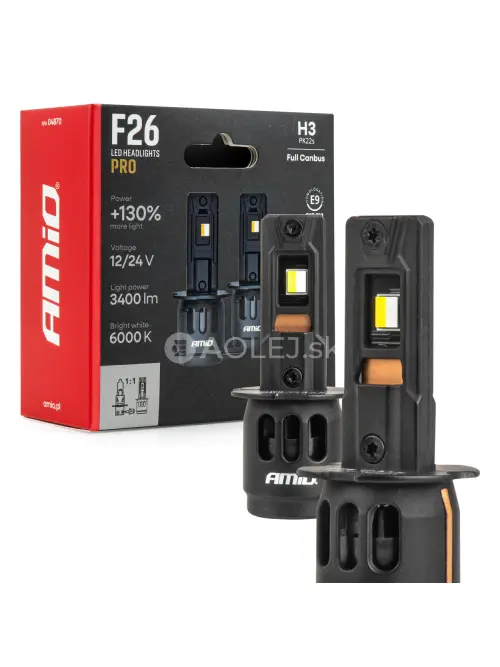 LED žiarovky hlavn&eacute;ho svietenia S&eacute;ria F26 PRO LumiTec LIMITED +130% DUO FULL CANBUS H3 12V 24V AMiO-04870