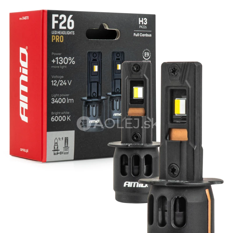 LED žiarovky hlavn&eacute;ho svietenia S&eacute;ria F26 PRO LumiTec LIMITED +130% DUO FULL CANBUS H3 12V 24V AMiO-04870
