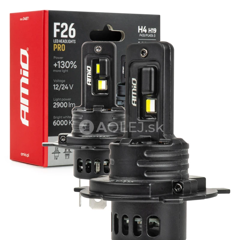 LED žiarovky hlavn&eacute;ho svietenia S&eacute;ria F26 PRO LumiTec LIMITED +130% DUO FULL CANBUS H4 H19 12V 24V AMiO-04871