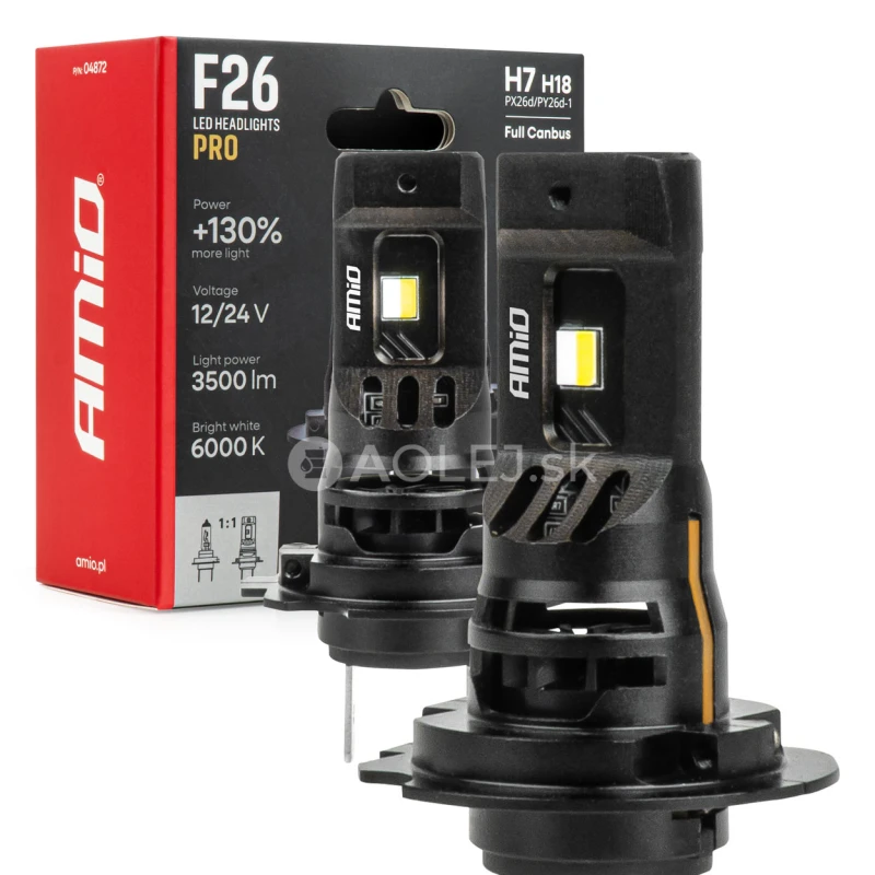 LED žiarovky hlavného svietenia Séria F26 PRO LumiTec LIMITED +130% DUO FULL CANBUS H7 H18 12V 24V AMiO-04872