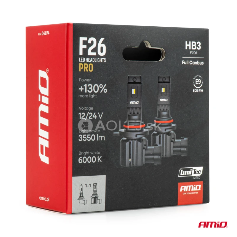 LED žiarovky hlavn&eacute;ho svietenia S&eacute;ria F26 PRO LumiTec LIMITED +130% DUO FULL CANBUS HB3 12V 24V AMiO-04874