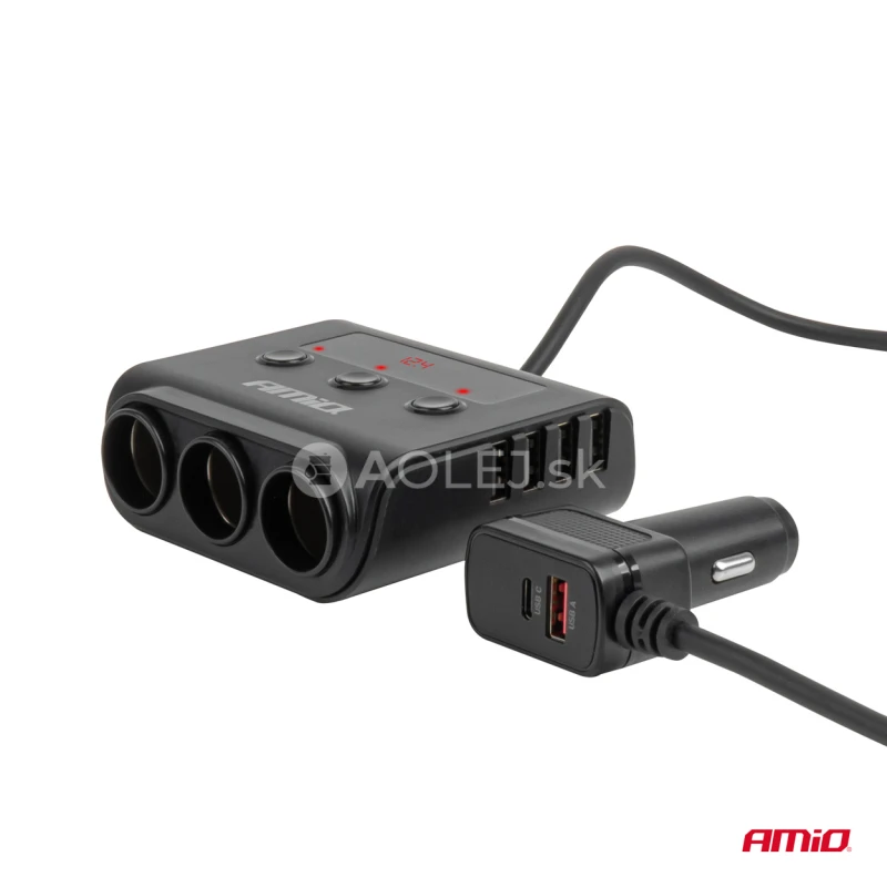 Predlžovacia z&aacute;suvka s nab&iacute;jačkou 4xUSB-A QC3.0 PD 3.0 180 W AMiO-04835