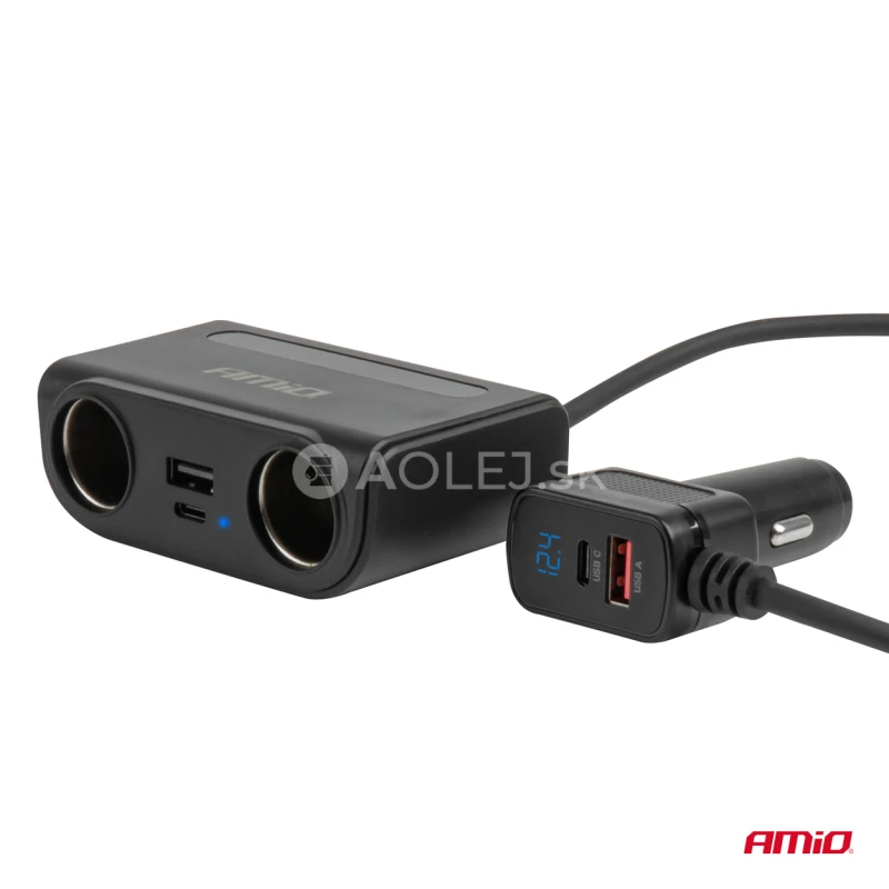 Predlžovacia z&aacute;suvka s nab&iacute;jačkou USB-C USB-A QC3.0 PD3.0 120W AMiO-04837