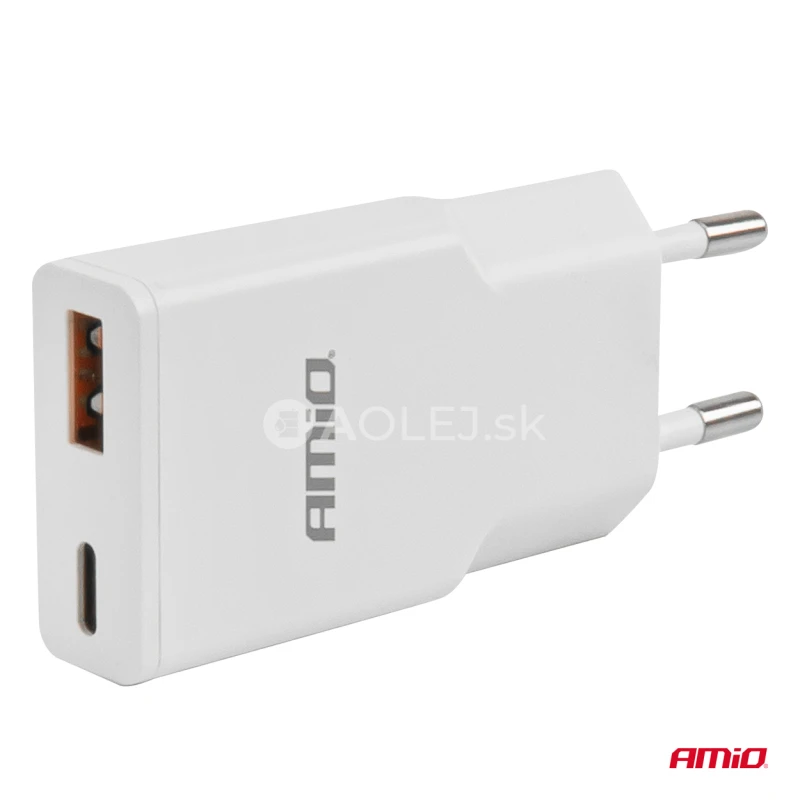 Sieťová nabíjačka 230V 20W GaN USB-C USB-A AMiO-04838