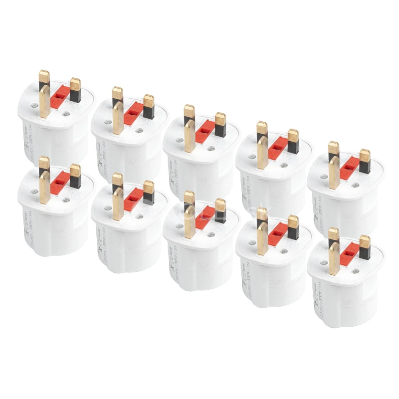 Sada cestovn&yacute;ch adapt&eacute;rov s poistkou EU&ndash;UK 13A 250V 10ks AMiO-04858