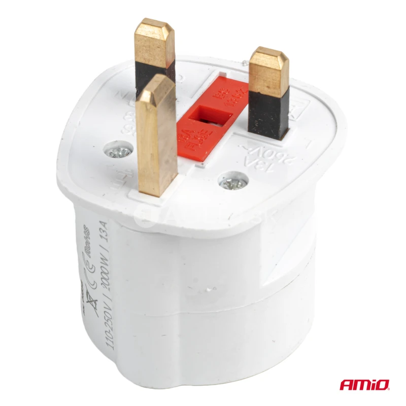 Sada cestovn&yacute;ch adapt&eacute;rov s poistkou EU&ndash;UK 13A 250V 10ks AMiO-04858