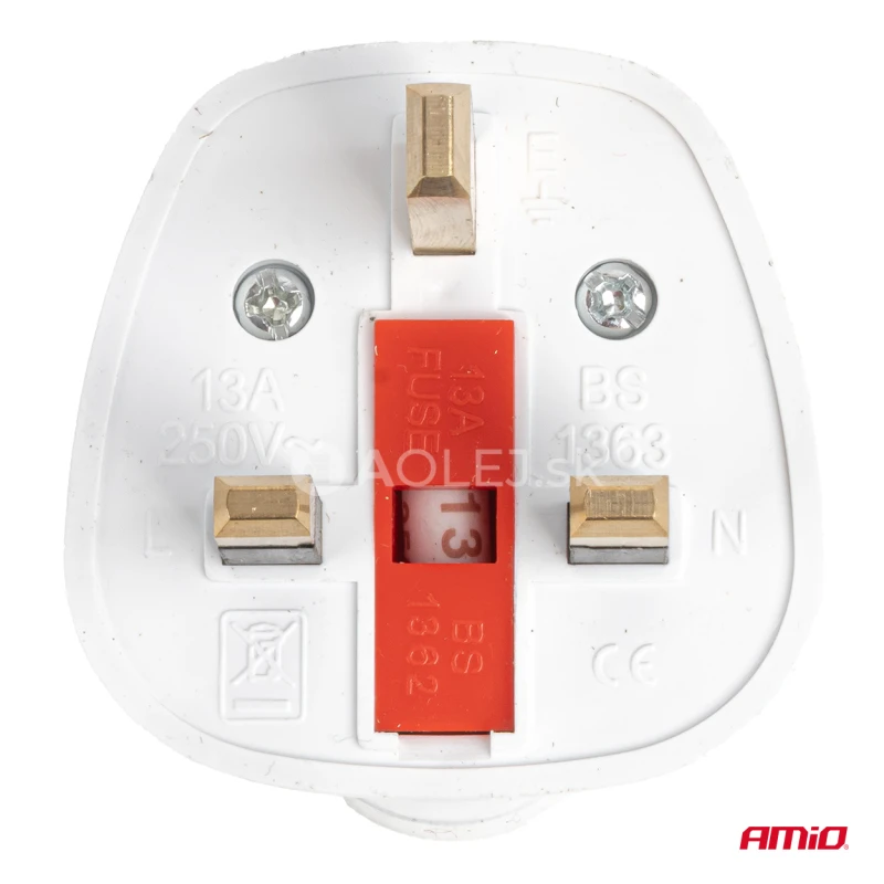 Sada cestovn&yacute;ch adapt&eacute;rov s poistkou EU&ndash;UK 13A 250V 10ks AMiO-04858
