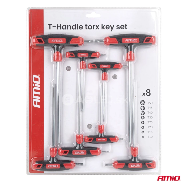 Sada torx kľúčov s priečnou rukoväťou 8 kusy AMiO-04827
