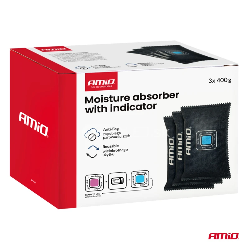 Pohlcovač vlhkosti s indik&aacute;torom 3x400g AMIO-04878