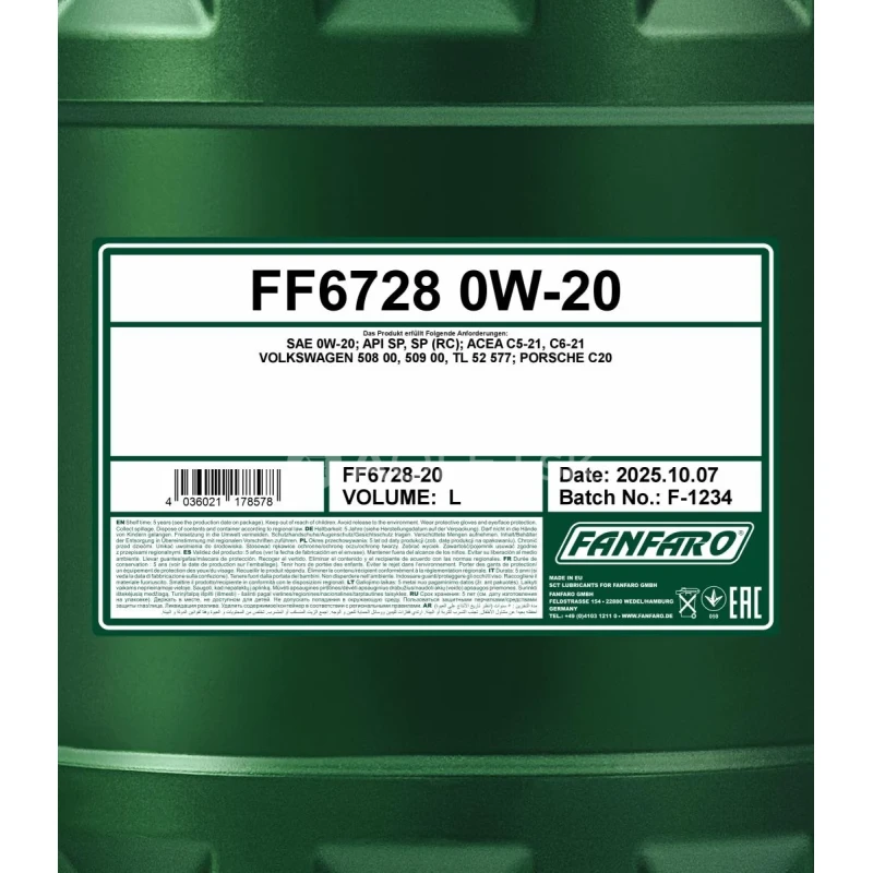 Fanfaro 6728 VW 508/509 0W-20 20L