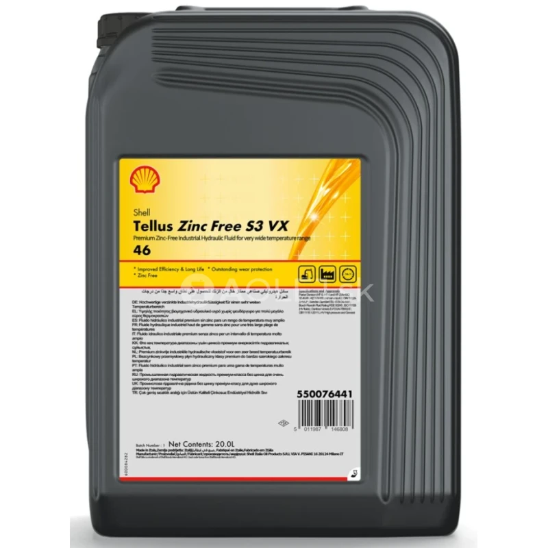 Shell Tellus Zinc Free S3 VX 46 20L