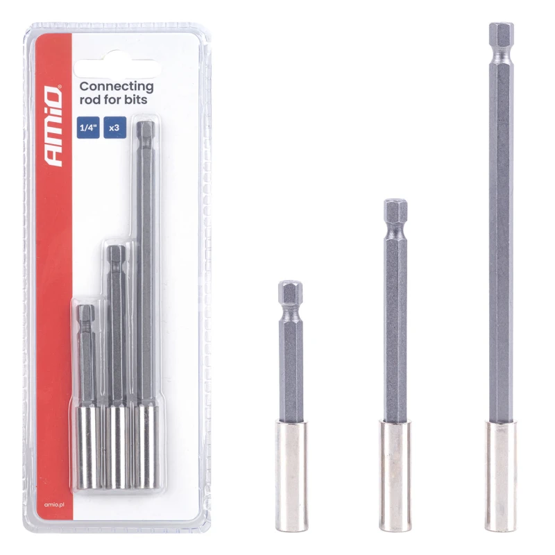 S&uacute;prava spojovac&iacute;ch tyč&iacute; pre bity 3ks 1/4" AMiO-04934