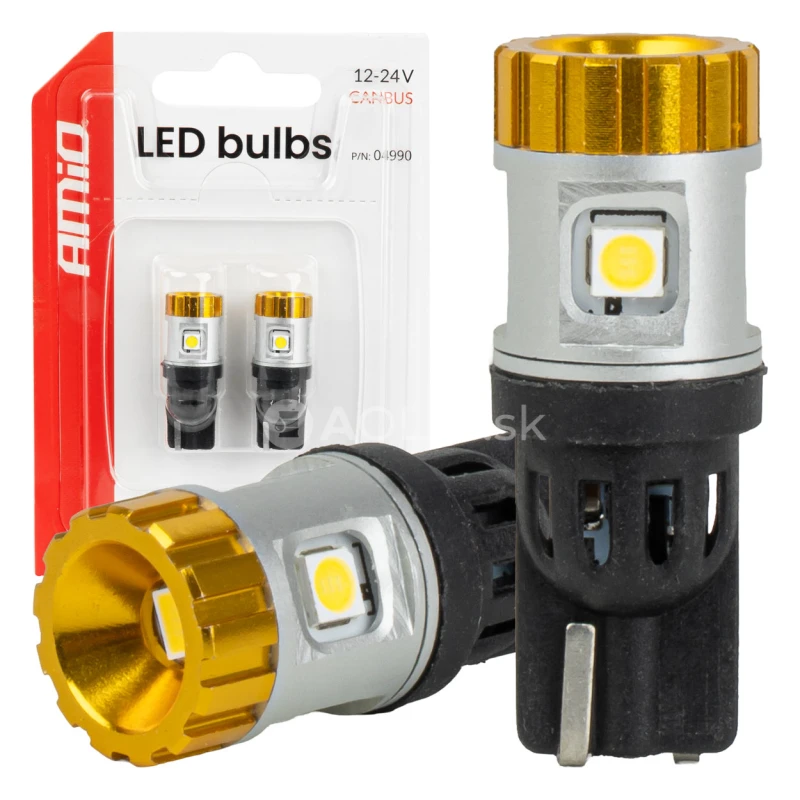 LED žiarovky CANBUS T10 3030 4SMD + 3020 1SMD White 12/24V AMIO-04990