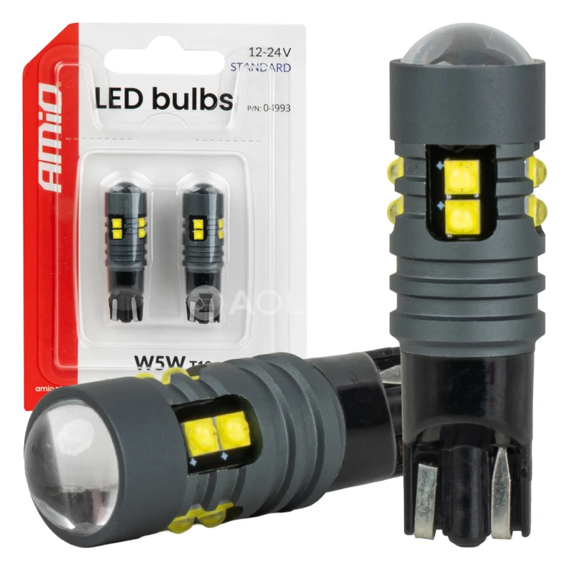 LED žiarovky STANDARD T10 2525 10SMD White 12/24V AMIO-04993