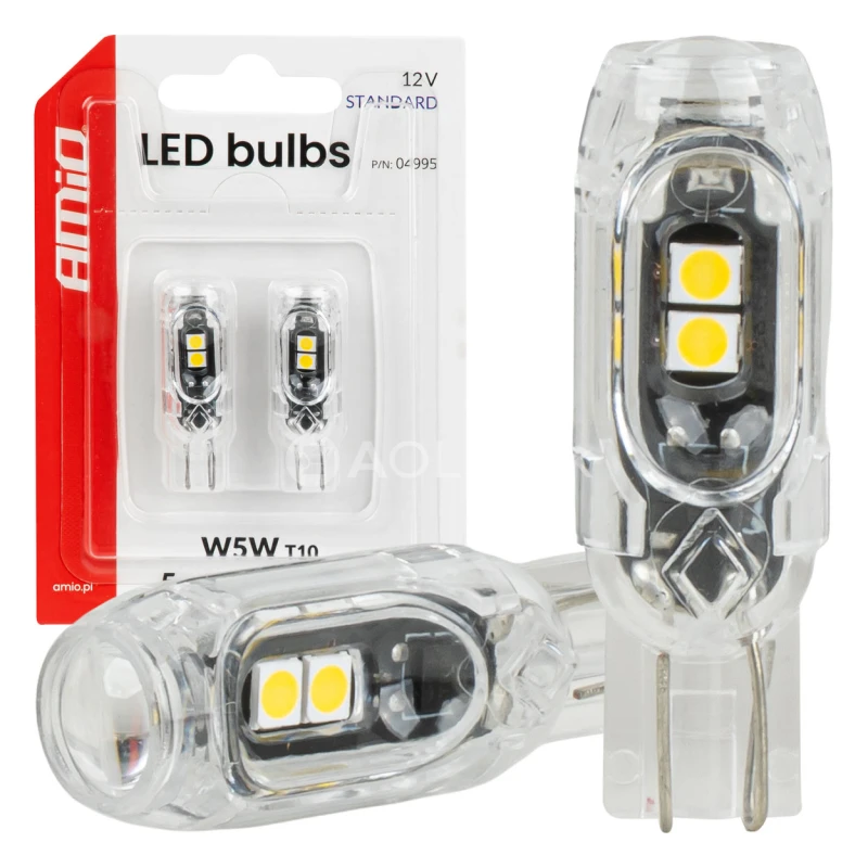 LED žiarovky STANDARD T10 2835 5SMD White 12V AMIO-04995