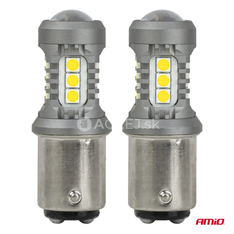 LED žiarovky STANDARD BAY15D P21/5W 3030 15SMD White 12/24V AMIO-05003
