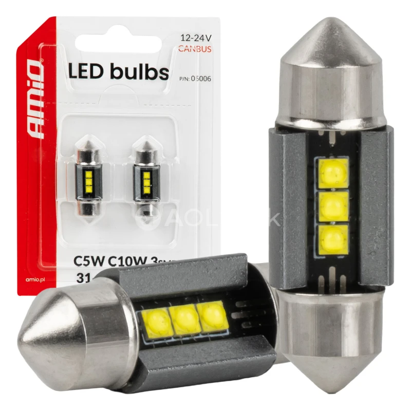 LED žiarovky CANBUS 31mm 2525 3SMD White 12/24V AMIO-05006