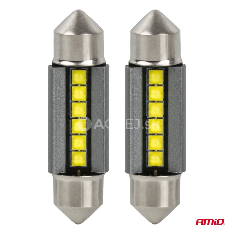 LED žiarovky CANBUS 39mm 2525 6SMD White 12/24V AMIO-05008