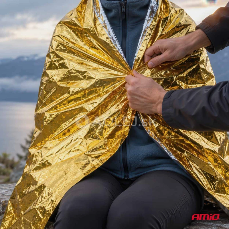 Prikrývka prvej pomoci, termoprikrývka 160 cm x 210 cm AMIO-05057