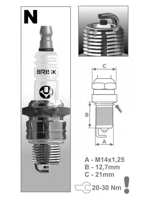 Brisk 1330 Zapaľovacia sviečka N15C