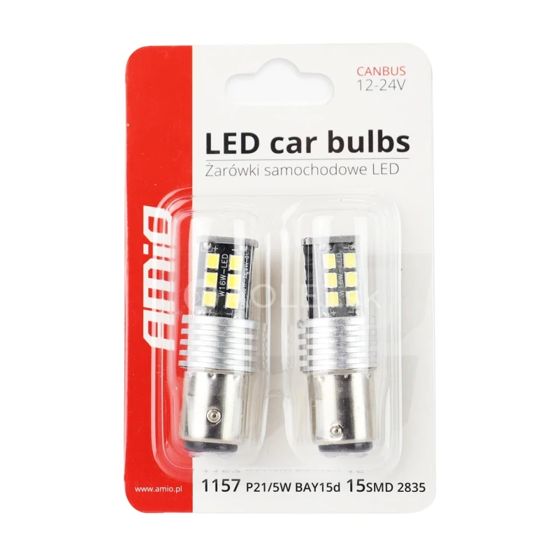 Amio LED CANBUS 15SMD 2835 7,5W 1157 (P21/5W) White 12V/24V