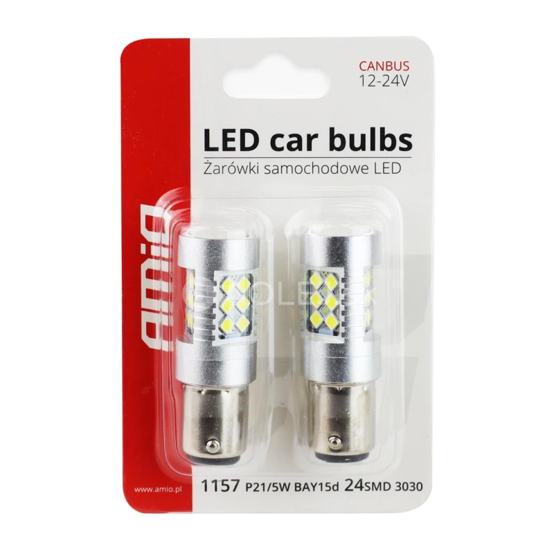 Amio LED CANBUS 24SMD 3030 1157 (P21/5W) White 12V/24V