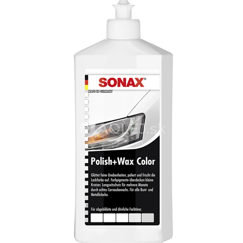 Sonax Polish & Wax Color Farebn&aacute; le&scaron;tenka biela 500ml