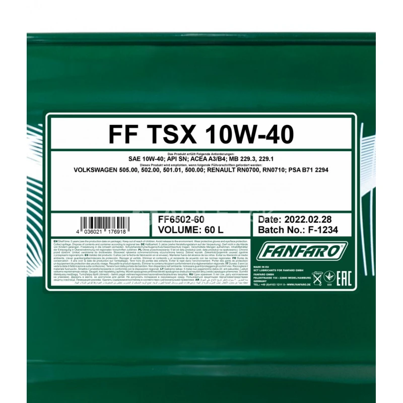 Fanfaro TSX 10W-40 60L