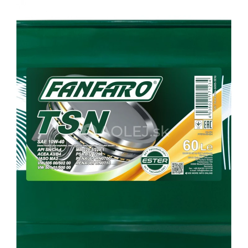 Fanfaro TSN 10W-40 60L