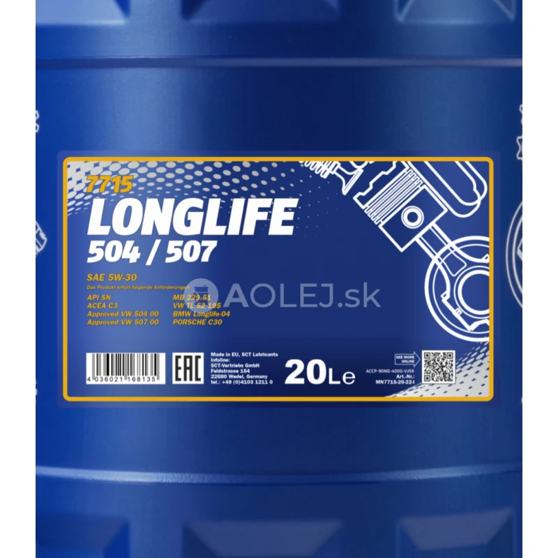 Mannol 7715 Longlife 504/507 5W-30 20L